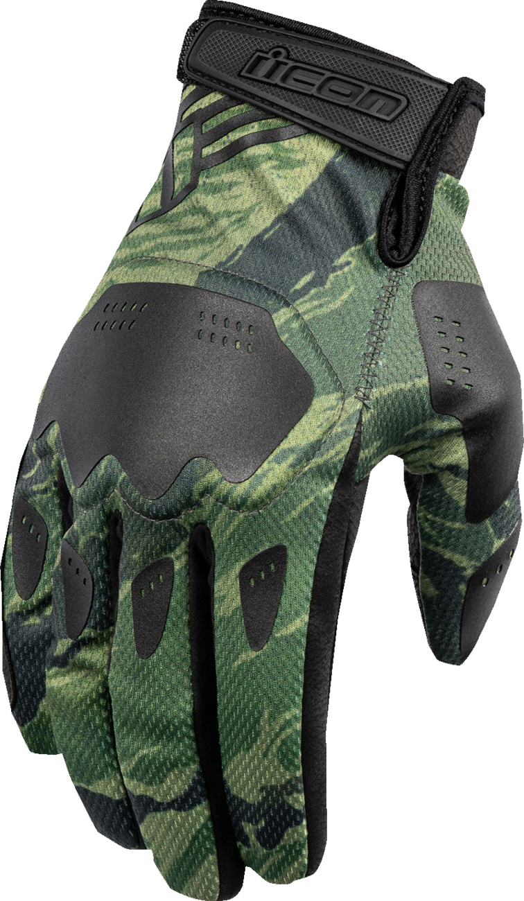ICON Hooligan™ Tiger's Blood Motorcycle Gloves - Green - Large 3301-4625
