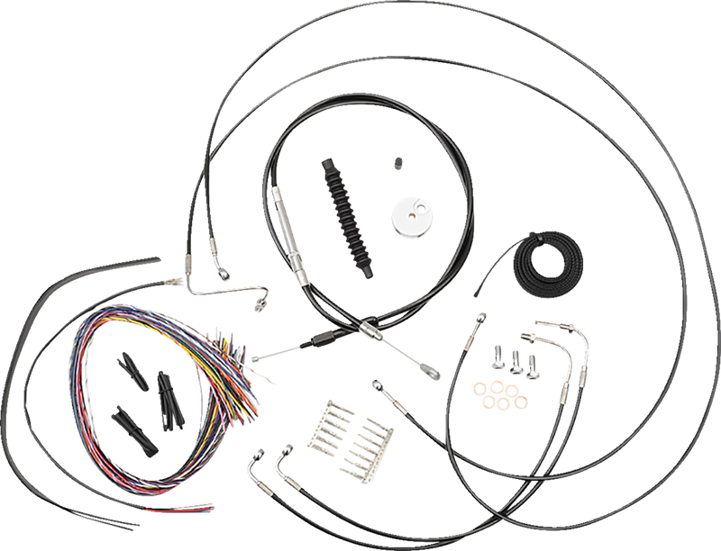 LA CHOPPERS Handlebar Cable/Brake Line Kit- Quick Connect - Complete - Mini Ape Hanger Handlebars - Black LA-8157KT2-08B
