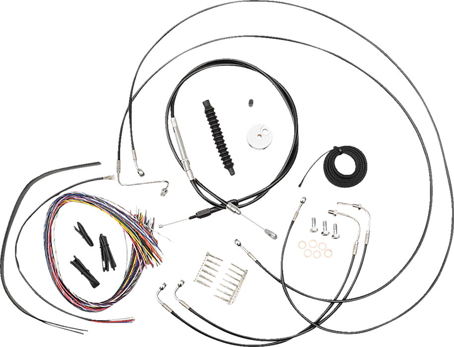 LA CHOPPERS Handlebar Cable/Brake Line Kit- Quick Connect - Complete - Mini Ape Hanger Handlebars - Black LA-8157KT2-08B