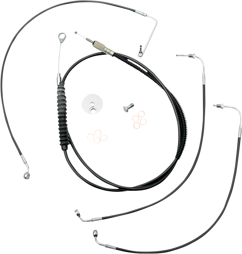 LA CHOPPERS Handlebar Cable/Brake Line Kit- Quick Connect - 12" - 14" Ape Hanger Handlebars - Black Vinyl LA-8155KT-13B