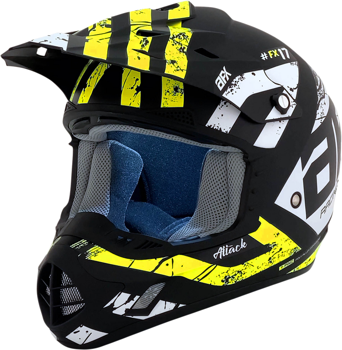 AFX FX-17Y Motorcycle Helmet - Attack - Matte Black/Hi-Vis Yellow - Large 0111-1416