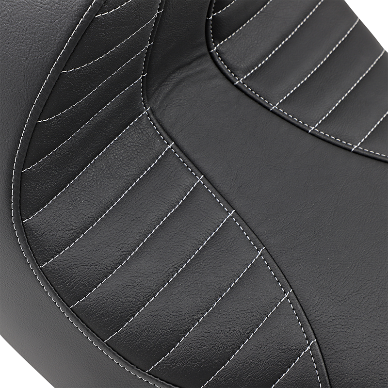 DRAG SPECIALTIES EZ-Solo Seat - Scorpion Stitch - Silver Thread - Vinyl - FXBR/S ACT EZ-ON MOUNT STYLE 0802-1273