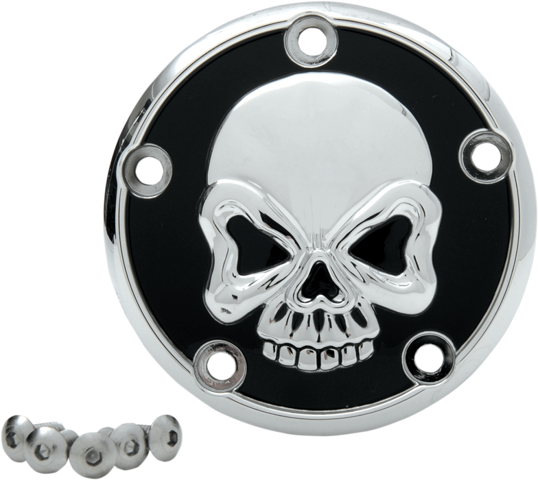 DRAG SPECIALTIES Point Cover - Skull Chrome - 5 Hole 301711