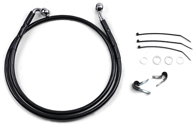 DRAG SPECIALTIES Brake Line - Front - Black - +4" - FXD '00-'05 640112-4BLK