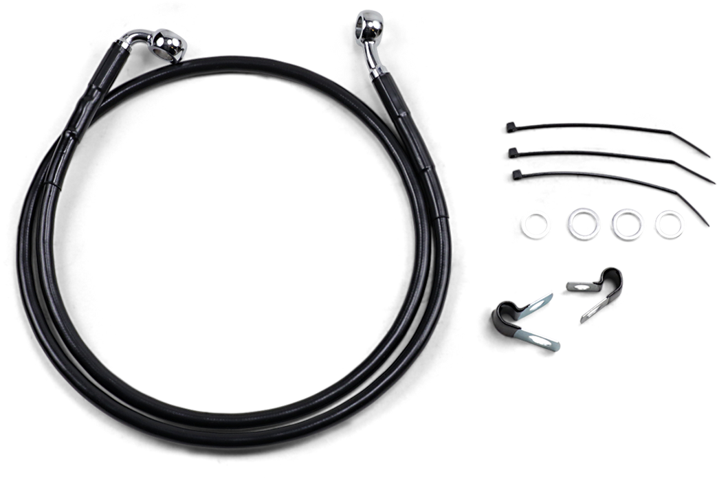 DRAG SPECIALTIES Brake Line - Front - Black - +4" - FXD '00-'05 640112-4BLK
