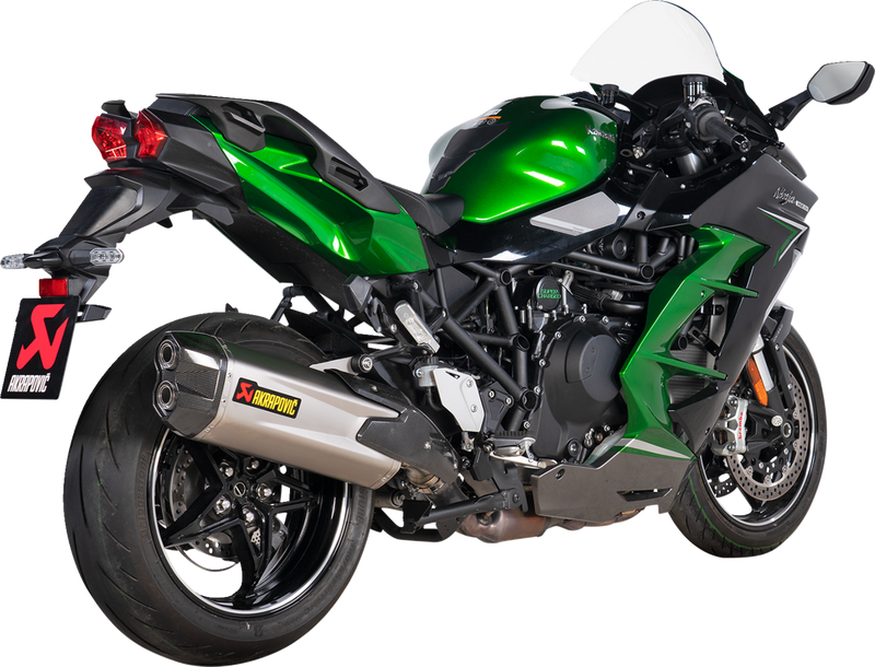 Kawasaki Ninja H2 SX 2018-2021 Exhaust, Akrapovic Slip-On Muffler in Carbon Fiber and Titanium S-K10SO21HRAABL