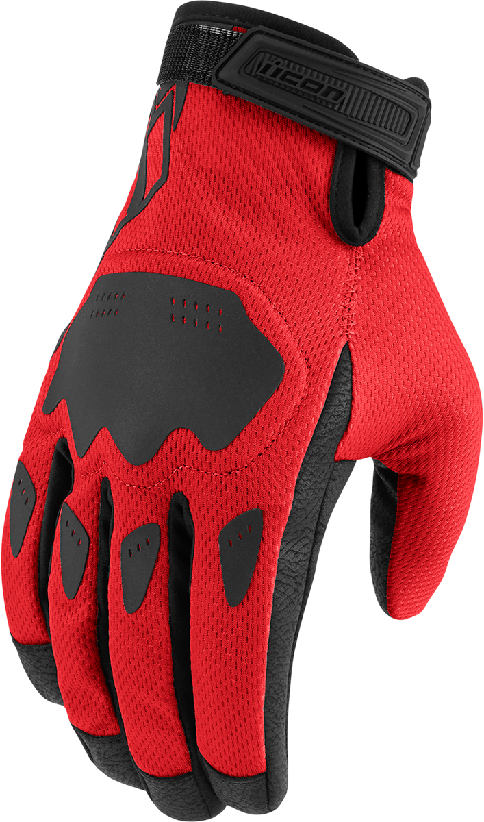 ICON Hooligan™ CE Motorcycle Gloves - Red - Large 3301-4386