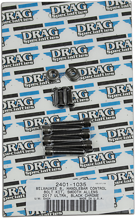 DRAG SPECIALTIES Handlebar Smooth Bolt Kit - Black/Chrome - M8 MK784SBK