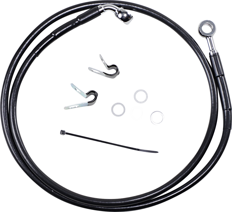 DRAG SPECIALTIES Brake Line - Front - Black - +8" - '04-'10 XL 660313-8BLK