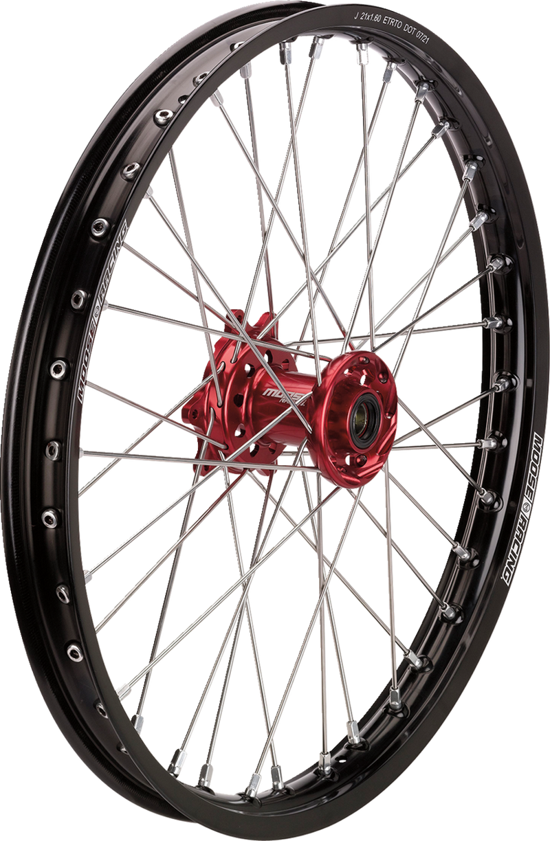 MOOSE RACING Wheel Assembly - SX-1 - Complete - Front - Black Wheel/Red Hub - 21x1.6 BF-160-21BKRD