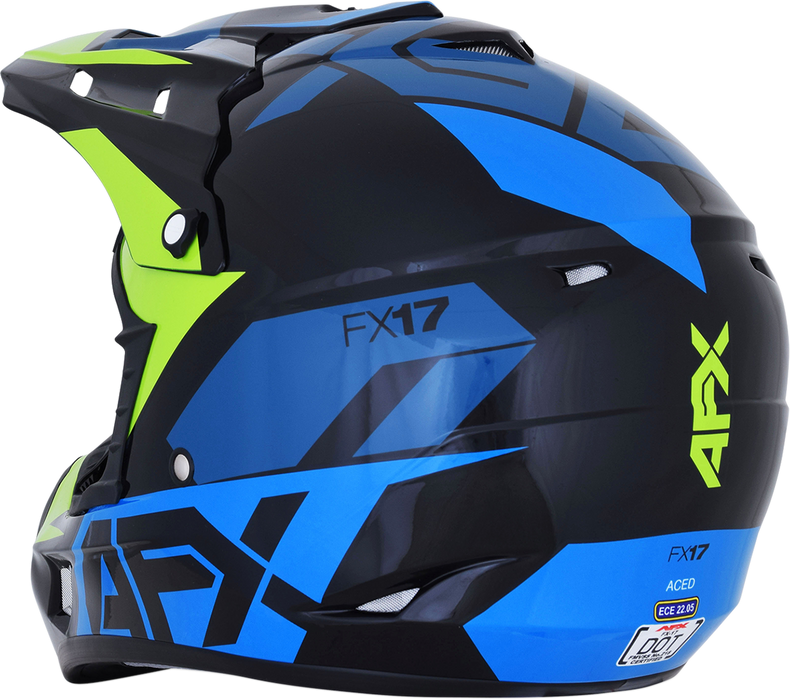 AFX FX-17 Motorcycle Helmet - Aced - Blue/Lime - 2XL 0110-6503