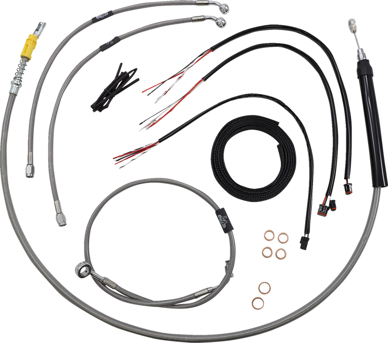 LA CHOPPERS Handlebar Cable/Brake Line Kit- Quick Connect - Complete - 12" - 14" Ape Hangers - Stainless LA-8157KT2-13