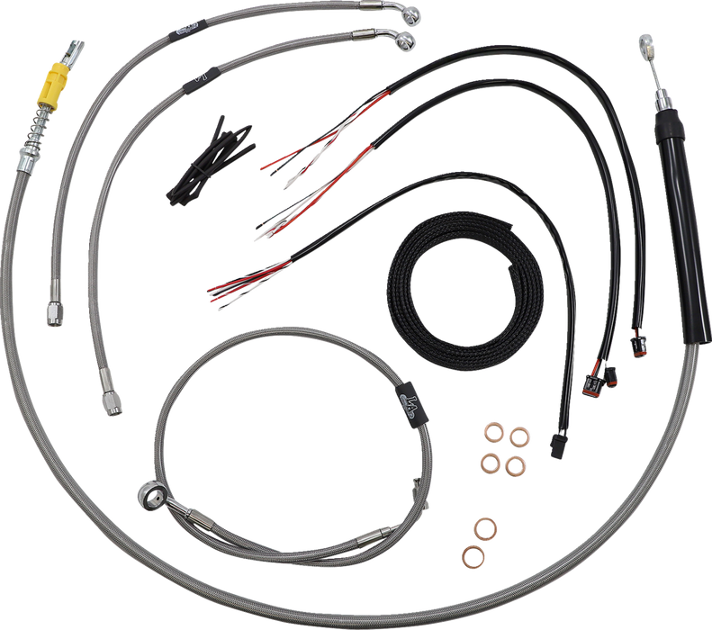 LA CHOPPERS Handlebar Cable/Brake Line Kit- Quick Connect - Complete - 12" - 14" Ape Hangers - Stainless LA-8157KT2-13