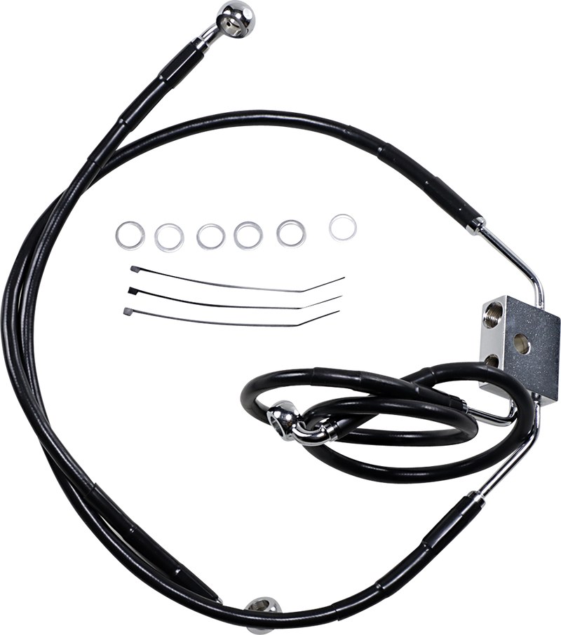 DRAG SPECIALTIES Brake Line - Front - Black - +6" - FXDF '12-'17 612137-6BLK