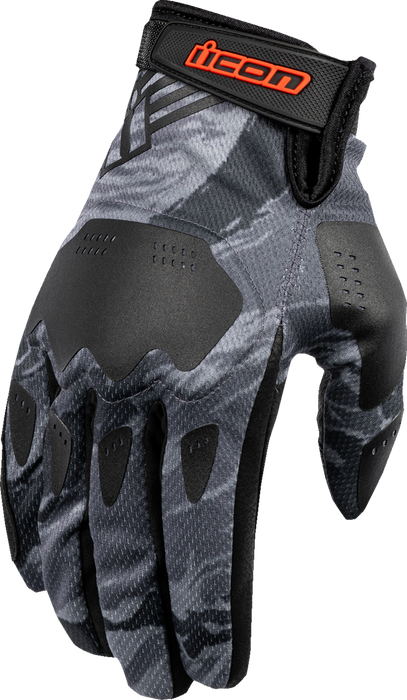 ICON Hooligan™ Tiger's Blood Motorcycle Gloves - Gray - Medium 3301-4630