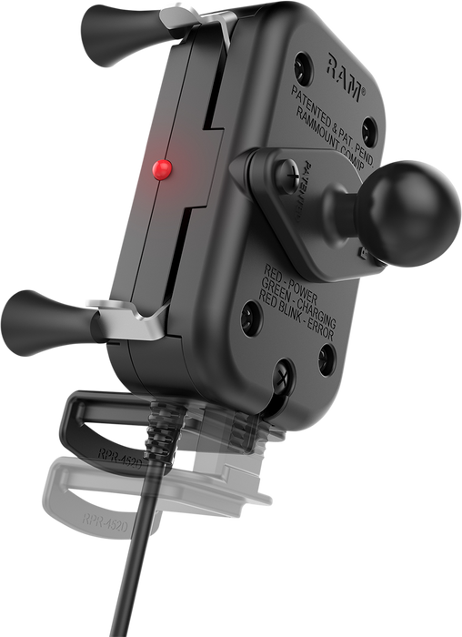 RAM MOUNTS Device Holder - Tough-Charge - Charging - Wireless - Waterproof - Hardwire Charger - U-Bolt Mount RAMB149ZAUN12WV