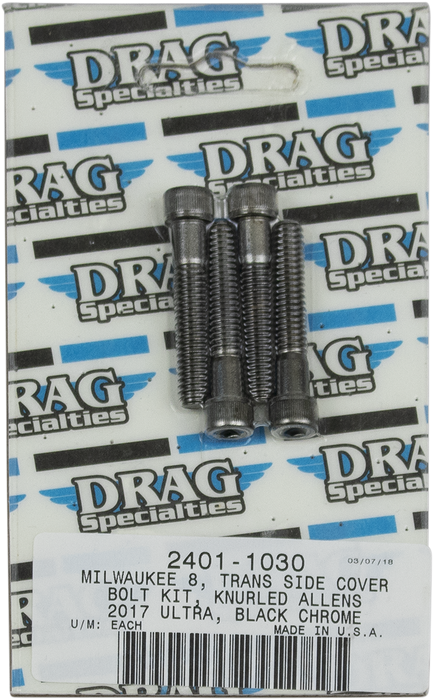 DRAG SPECIALTIES Transmission Cover Bolt Kit - Black/Chrome - M8 MK782BK