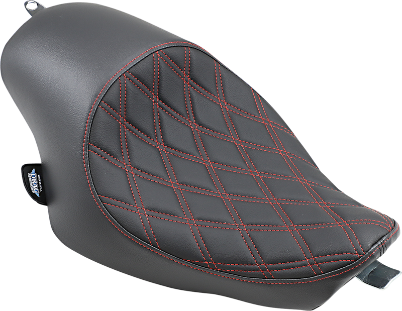 DRAG SPECIALTIES Seat - 3/4 Solo - Double Diamond - Black w/ Red Stitching - '04-'22 XL  0804-0746
