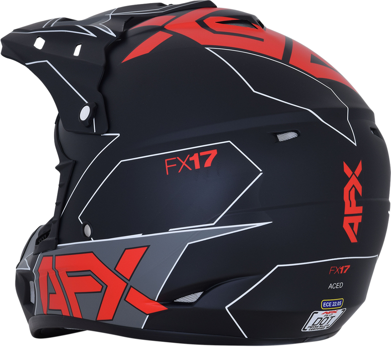 AFX FX-17 Motorcycle Helmet - Aced - Matte Black/Red - Small 0110-6484