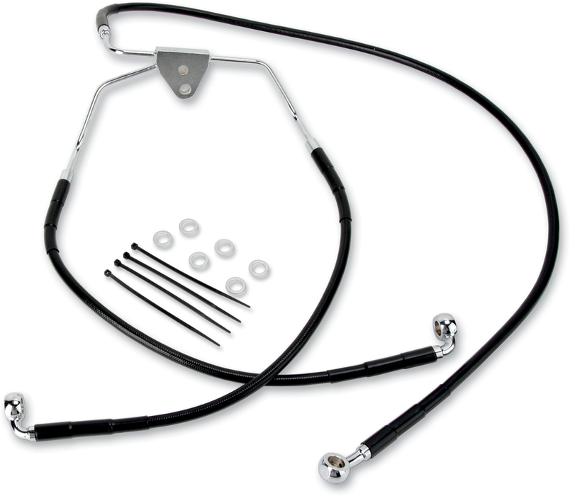 DRAG SPECIALTIES Brake Line - Front - Black - +10" 620085-10BLK