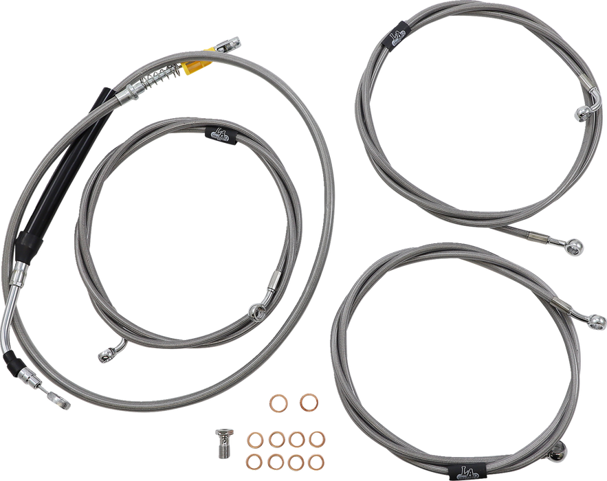 LA CHOPPERS Handlebar Cable/Brake Line Kit - 12" - 14" Ape Hanger Handlebars - Stainless Steel LA-8056KT-13