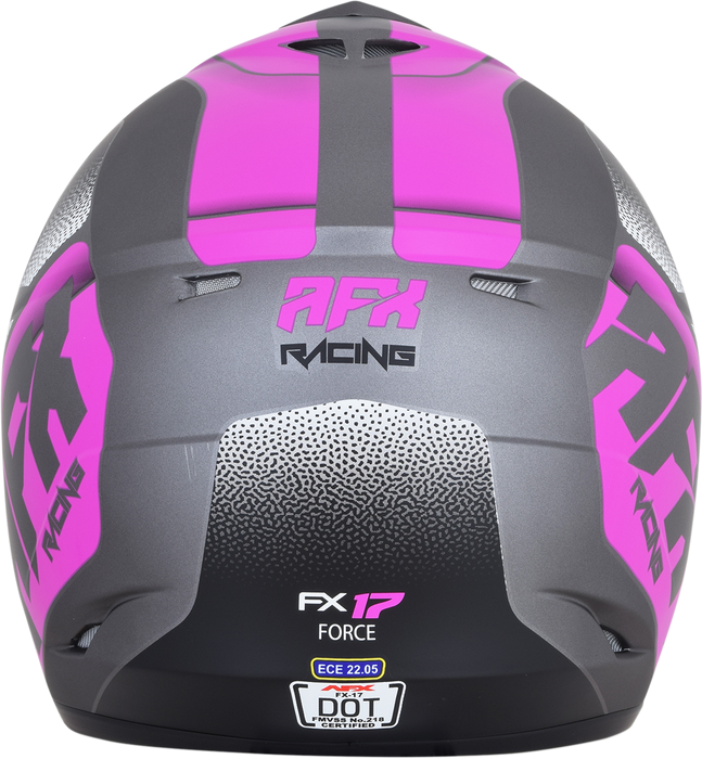 AFX FX-17 Motorcycle Helmet - Force - Frost Gray/Fuchsia - Large 0110-5211
