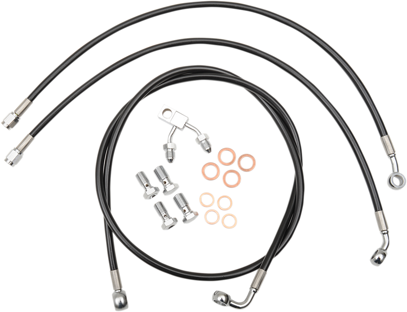 LA CHOPPERS Brake Line - 18" - 20" Ape Hanger Handlebars - Black LA-8150B19B