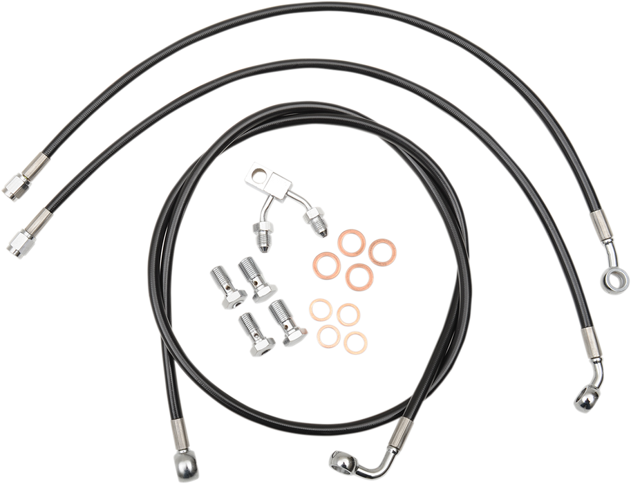 LA CHOPPERS Brake Line - 12" - 14" Ape Hanger Handlebars - Black LA-8150B13B