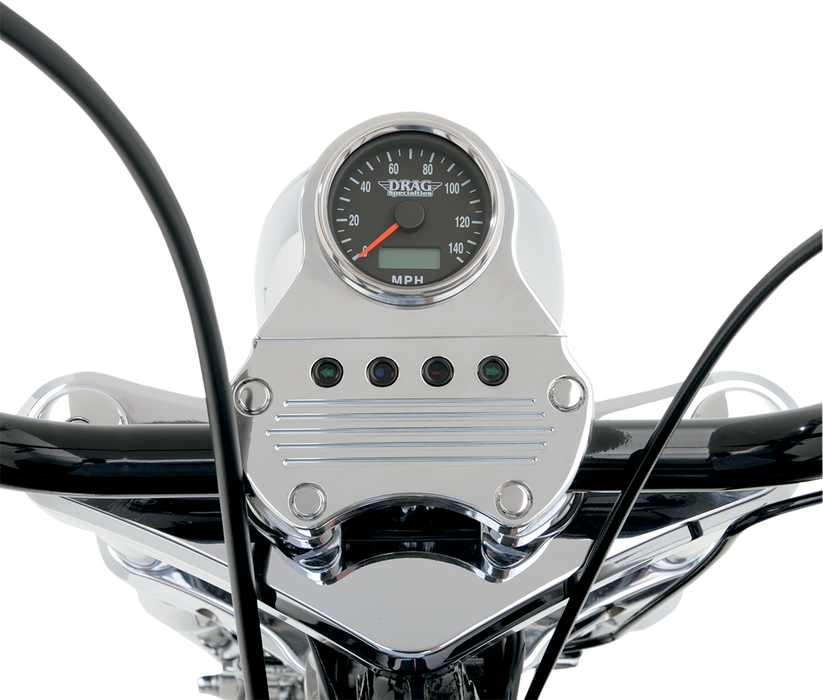 DRAG SPECIALTIES 2.4" MPH Programmable Mini Electronic Speedometer with Odometer/Tripmeter - Polished - Black Face 21-6893DSNU