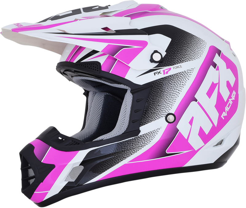AFX FX-17 Motorcycle Helmet - Force - Pearl White/Fuchsia - Medium 0110-5257