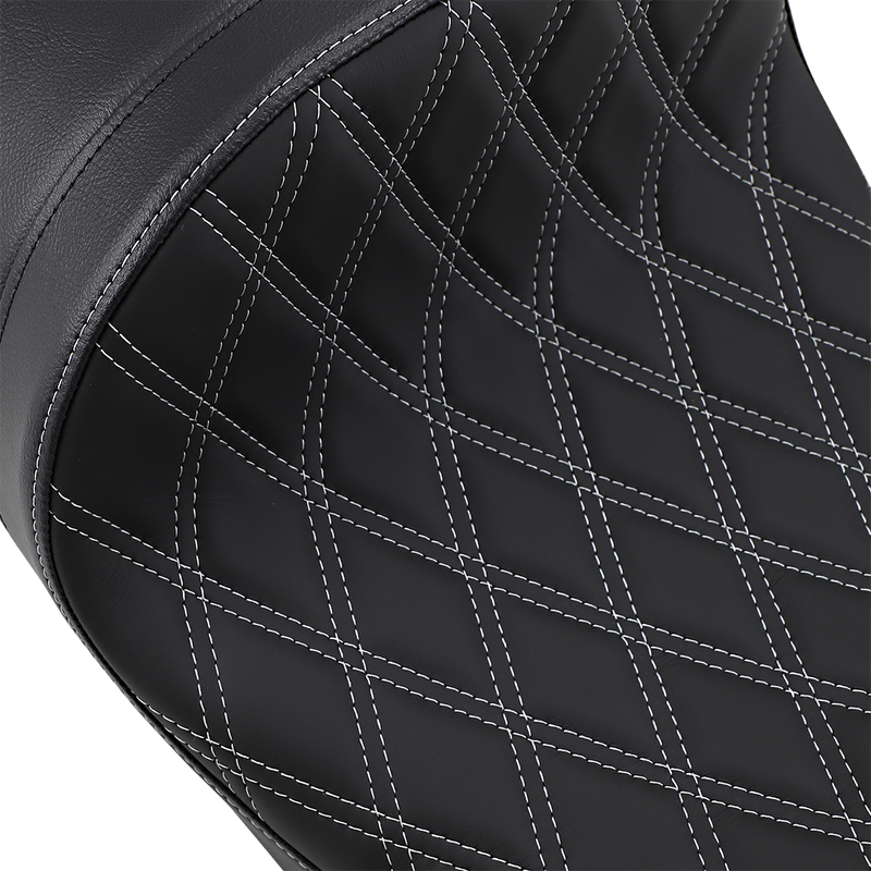 DRAG SPECIALTIES Forward Low Solo Seat - Diamond - Silver Stitched - FL '08-'22 0801-1253