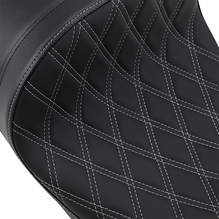 DRAG SPECIALTIES Forward Low Solo Seat - Diamond - Silver Stitched - FL '08-'22 0801-1253