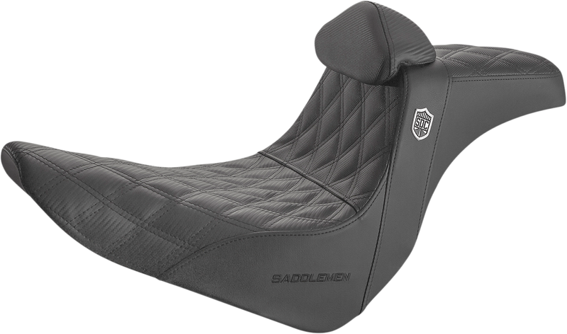SADDLEMEN Seat - Pro Series SDC Performance With Backrest - Full Lattice Stitch/Lumbar Gripper - Black SC81829DBRT