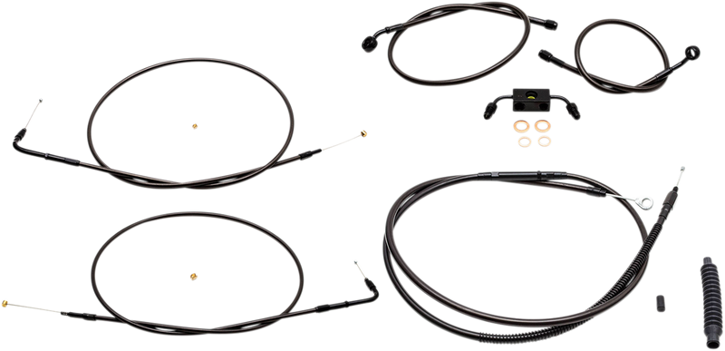 LA CHOPPERS Handlebar Cable/Brake Line Kit - 15" - 17" Ape Hanger Handlebars - Midnight LA-8211KT-16M