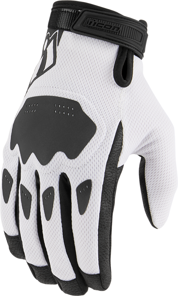 ICON Hooligan™ CE Motorcycle Gloves - White - XL 3301-4393
