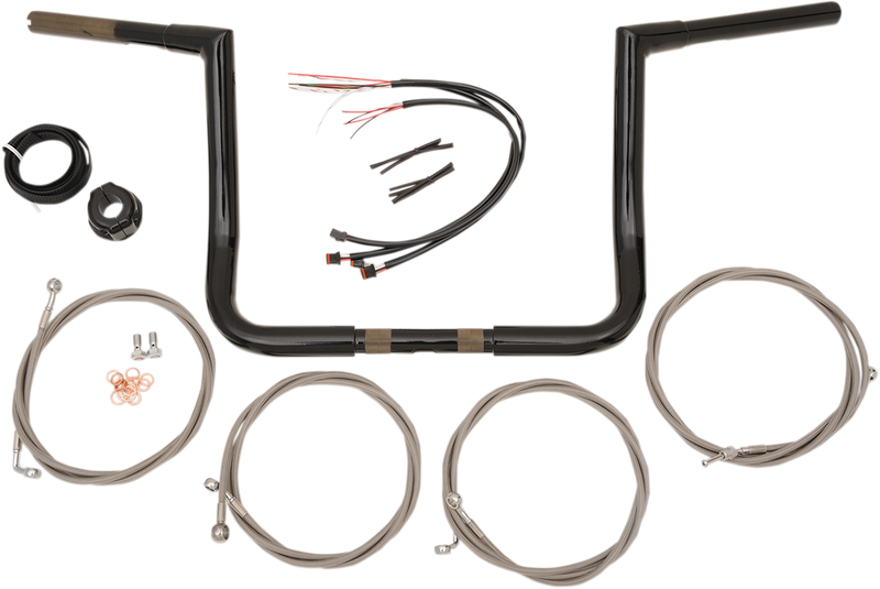 LA CHOPPERS Handlebar and Cable Kit - 14" - Black LA-7361KT3-14B