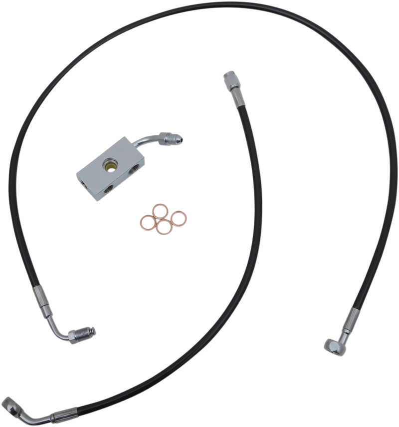 LA CHOPPERS Brake Line - 18" - 20" Ape Hanger Handlebars - Black LA-8152B19B