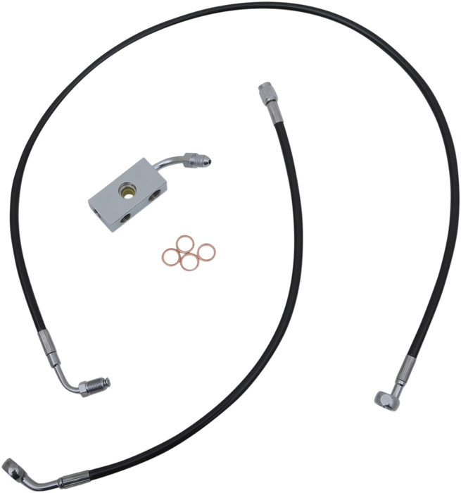 LA CHOPPERS Brake Line - 18" - 20" Ape Hanger Handlebars - Black LA-8152B19B