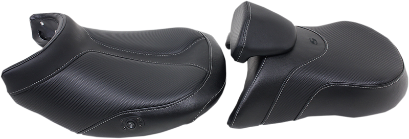 SADDLEMEN Seat - Adventure Tour - Two-Piece - Low - With Lumbar Backrest - Stitched - Black - Heated 0810-BM33LRHCT
