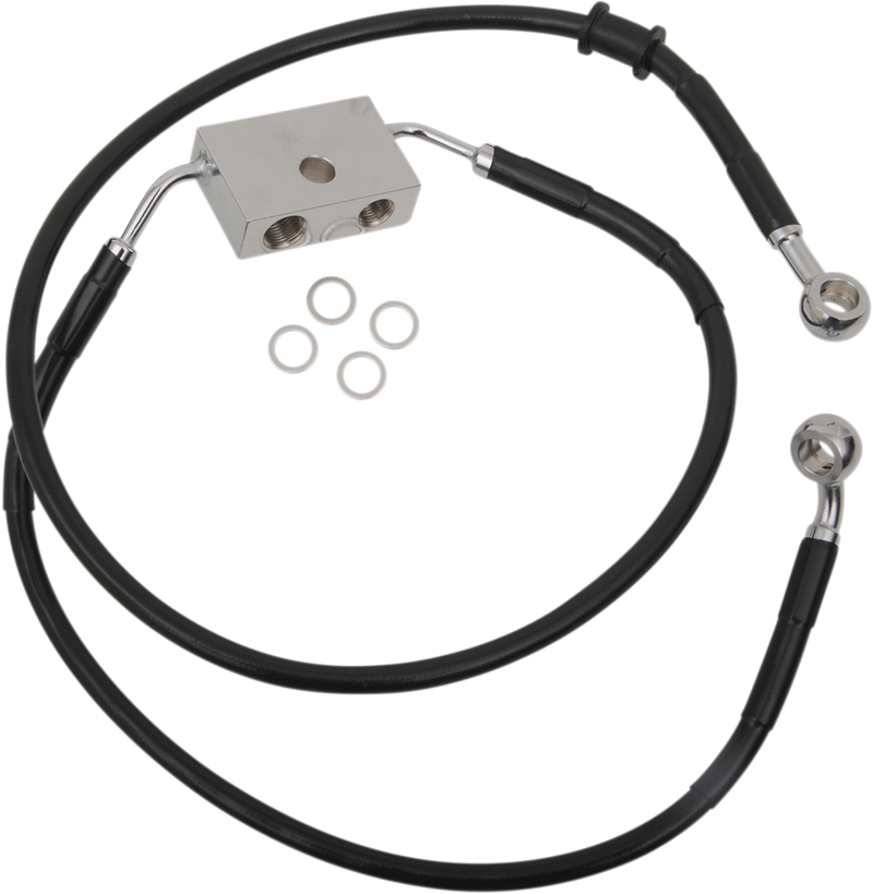 DRAG SPECIALTIES Brake Line - Front - +8" - Black - XL 614743-8BLK