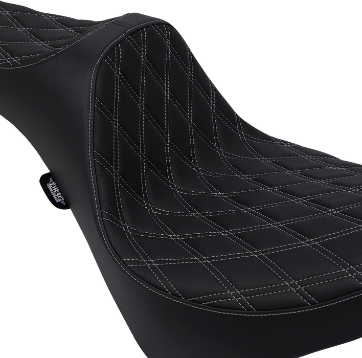 DRAG SPECIALTIES Predator III Seat - Double Diamond - Silver Stitching - FL/FX '18-'22 0802-1146