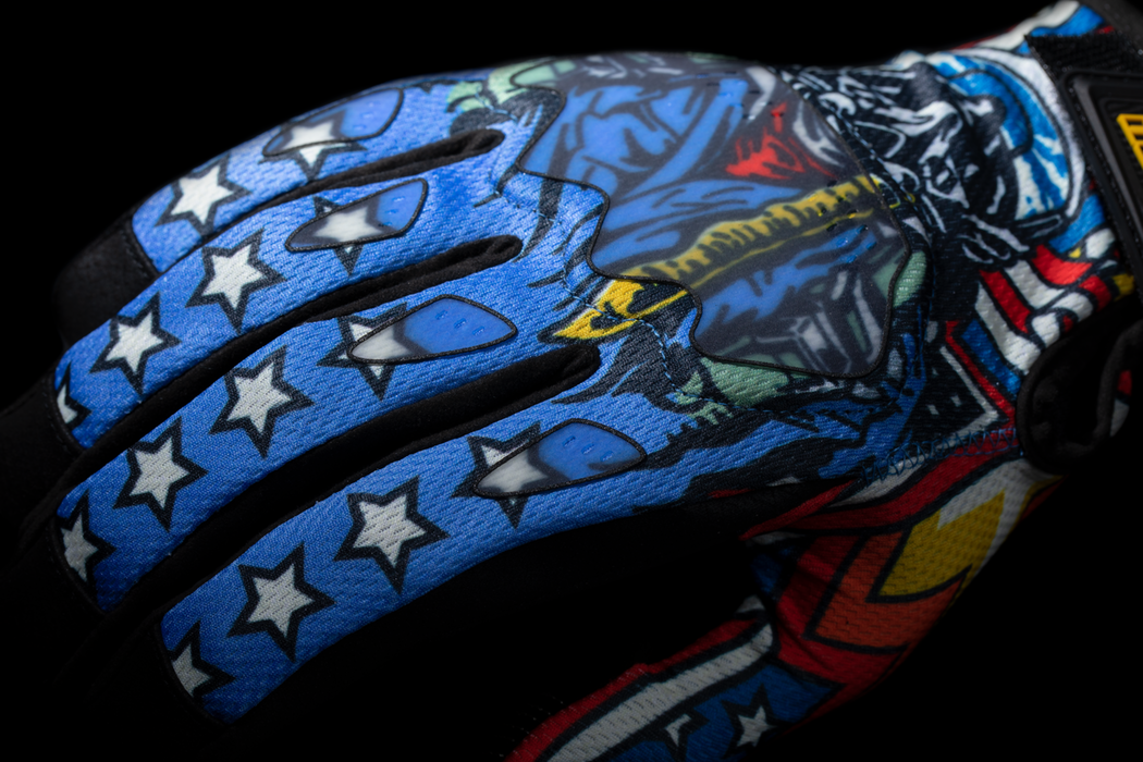 ICON Hooligan™ CE Flyboy Motorcycle Gloves - Blue - Medium 3301-4710