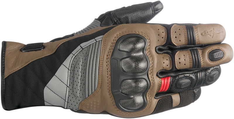 ALPINESTARS Belize Drystar® Gloves - Black/Tobacco Brown/Red - Small 3526718-1813-S