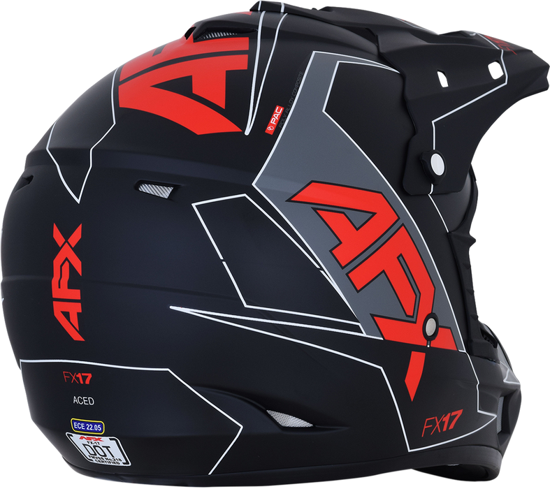 AFX FX-17 Motorcycle Helmet - Aced - Matte Black/Red - Small 0110-6484