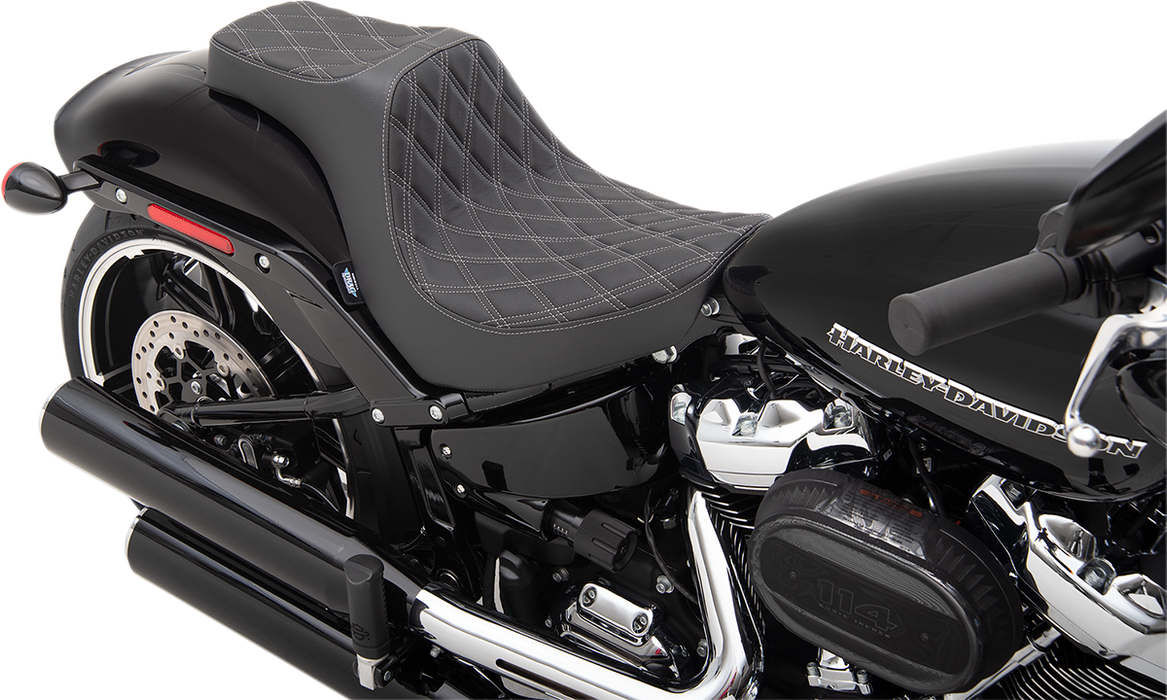 DRAG SPECIALTIES Predator III Seat - Double Diamond - Silver Stitching 0802-1268