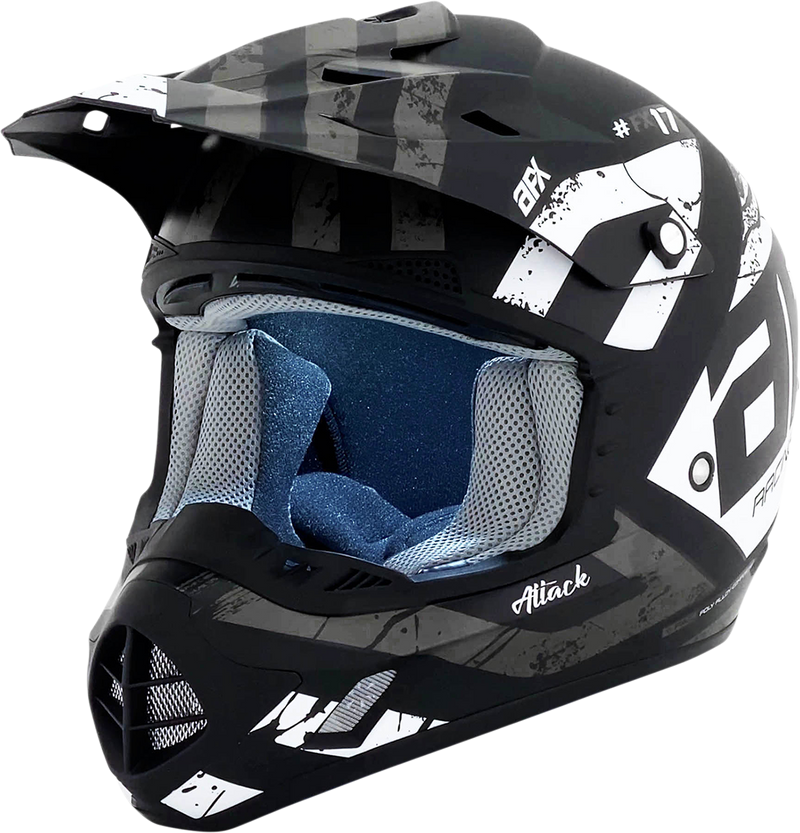 AFX FX-17 Motorcycle Helmet - Attack - Matte Black/Silver - Medium 0110-7144