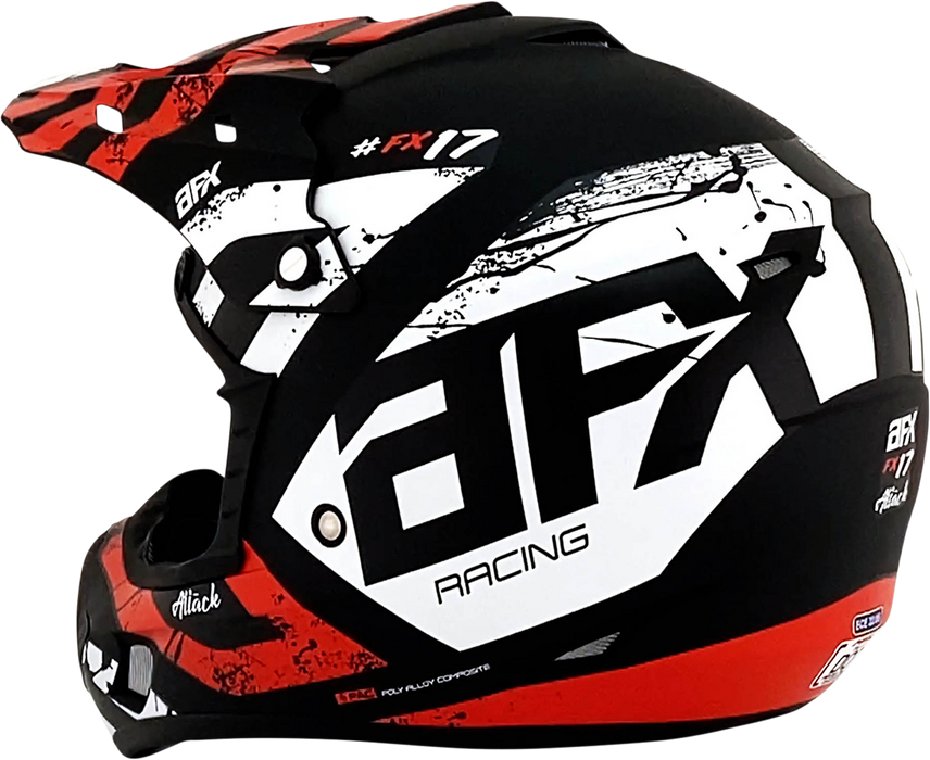 AFX FX-17Y Motorcycle Helmet - Attack - Matte Black/Red - Small 0111-1402