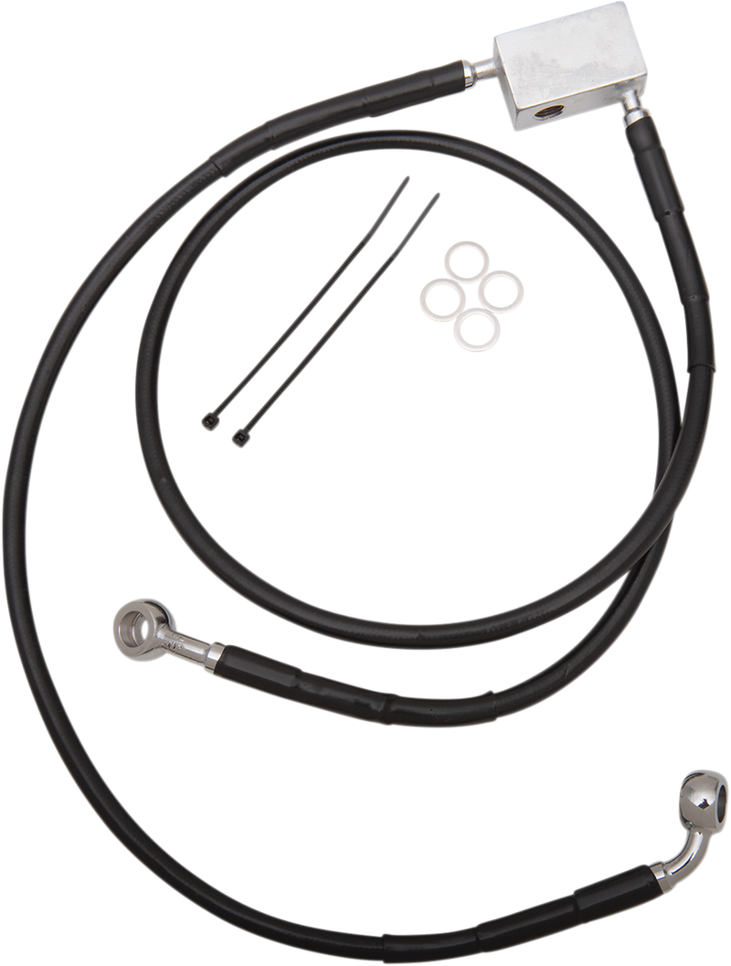 DRAG SPECIALTIES Brake Line - Front - Black - +2" - Softail '00-'03 640221-2BLK