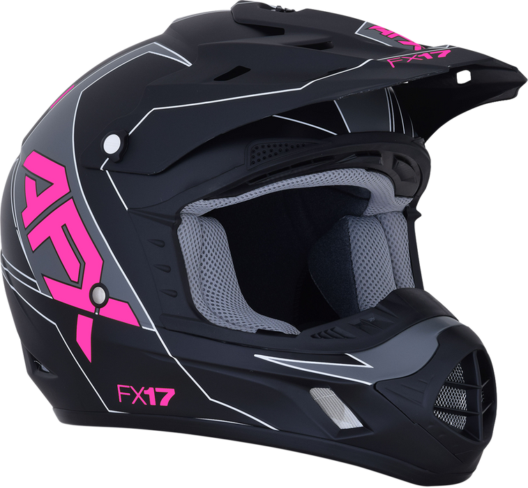 AFX FX-17 Motorcycle Helmet - Aced - Matte Black/Pink - Large 0110-6512