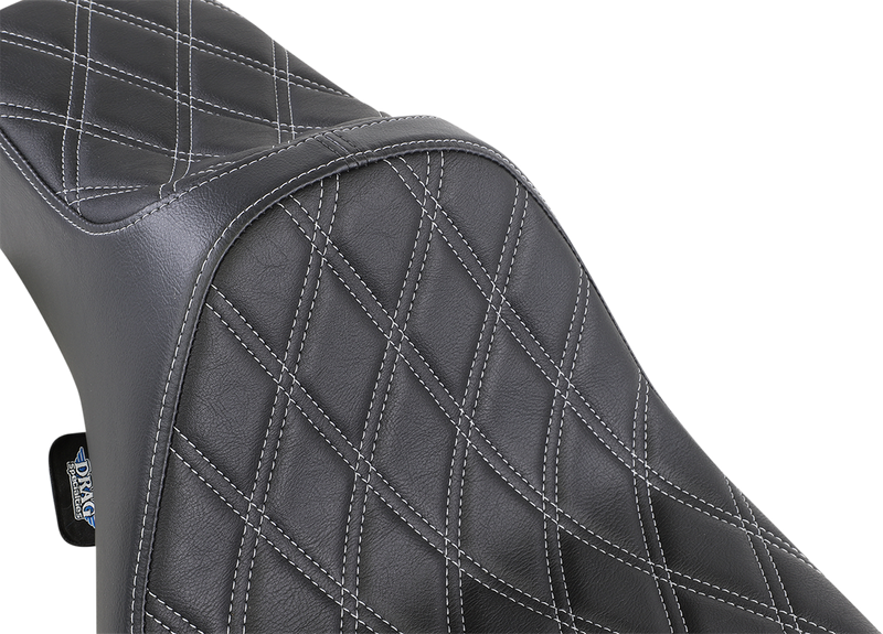 DRAG SPECIALTIES Extended Reach Predator III Seat - Double Diamond - Black w/ Silver Thread NOT A 2-UP SEAT 8011370